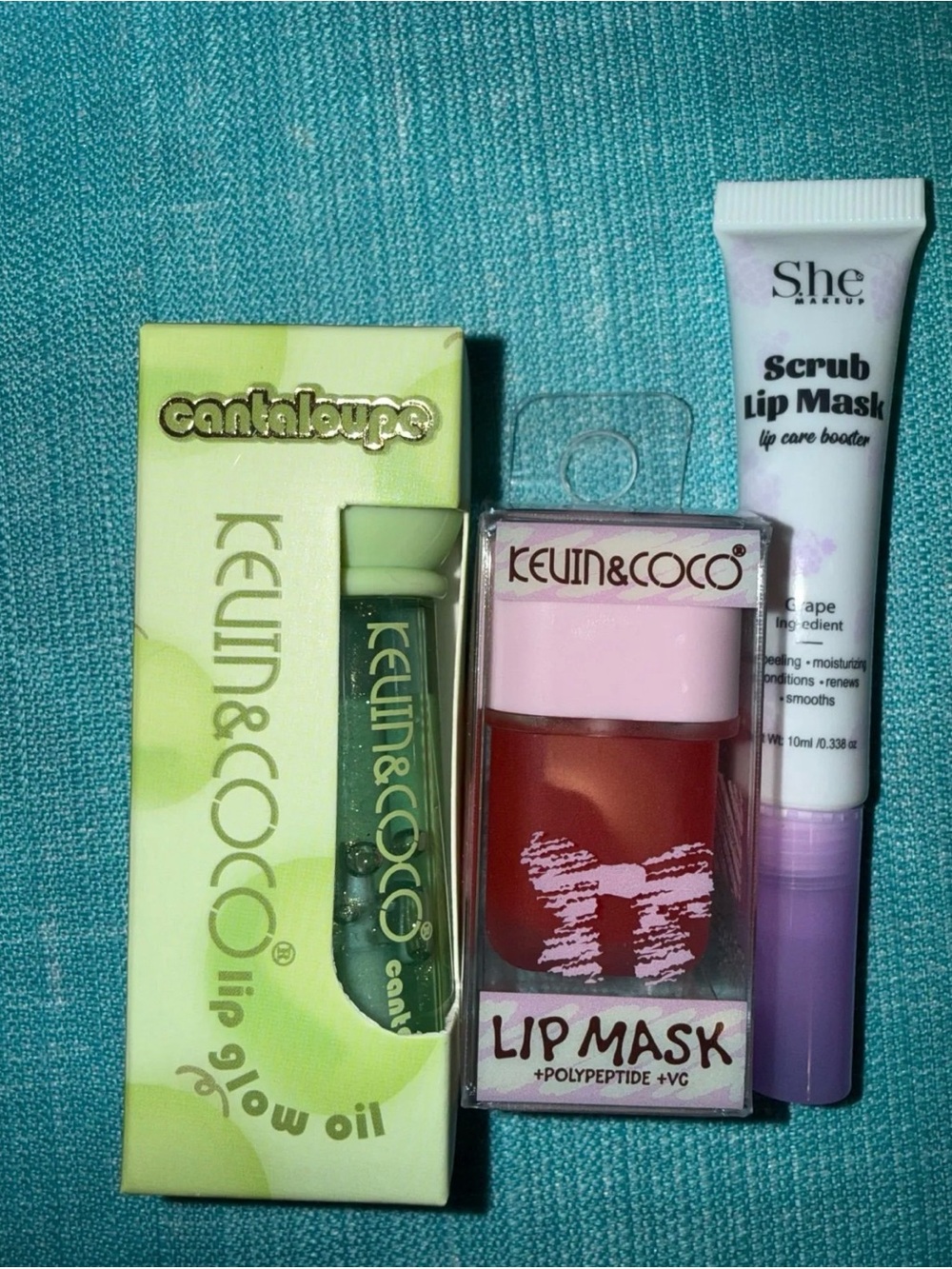 Kevin&Coco Lip Glow Oil + Lip Mask + Scrub Lip Mask Bundle